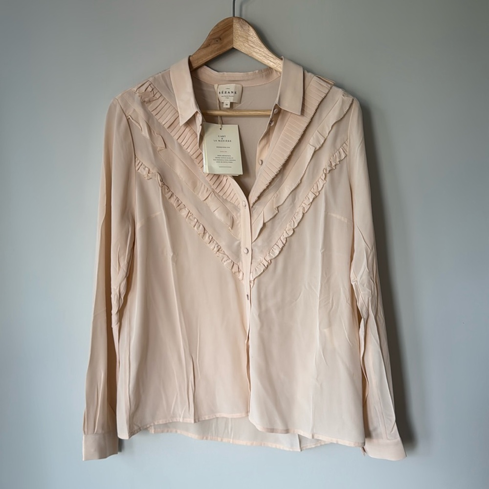Sezane Ruffle Blouse Size 38 NWT